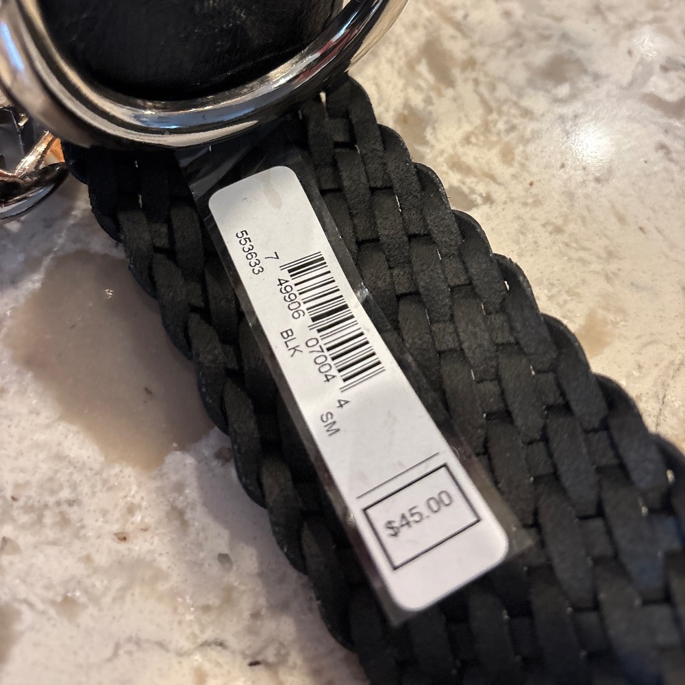 NWT Michael Kors Black Woven Leather Belt Sz Small 37” FS3 - Picture 3 of 4